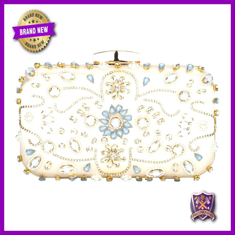 Crystal Beaded Evening Clutch Elegant Wedding Party Purse Rhinestone Decor